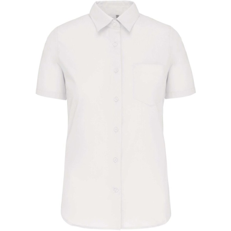 Chemise femme manches courtes en popeline de coton souple, 125 g/m²