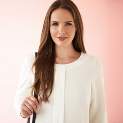 Blouse manches longues en crêpe de Chine avec zip doré dans le dos