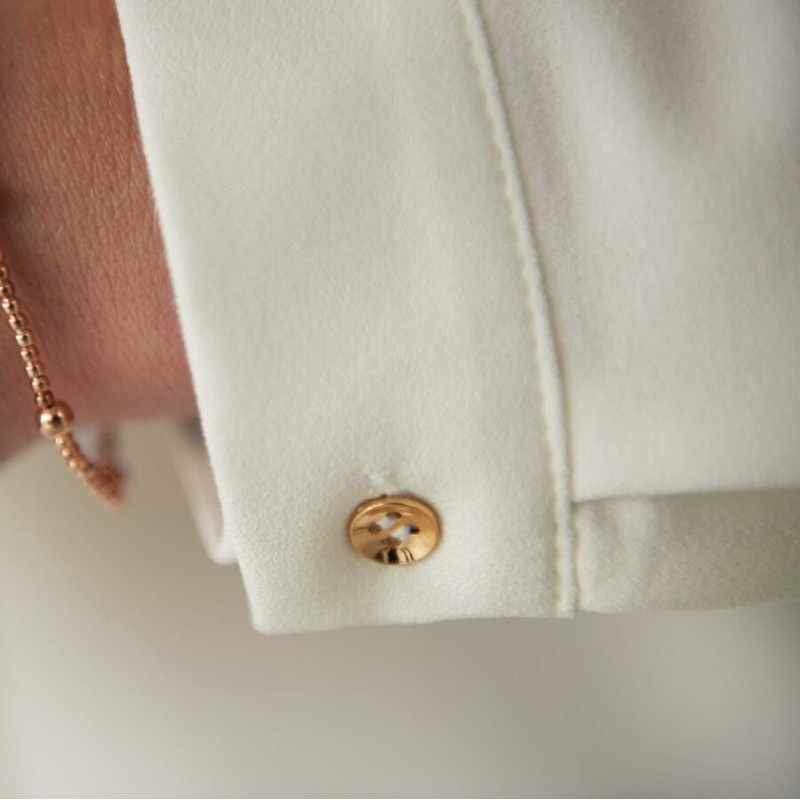 Blouse manches longues en crêpe de Chine avec zip doré dans le dos