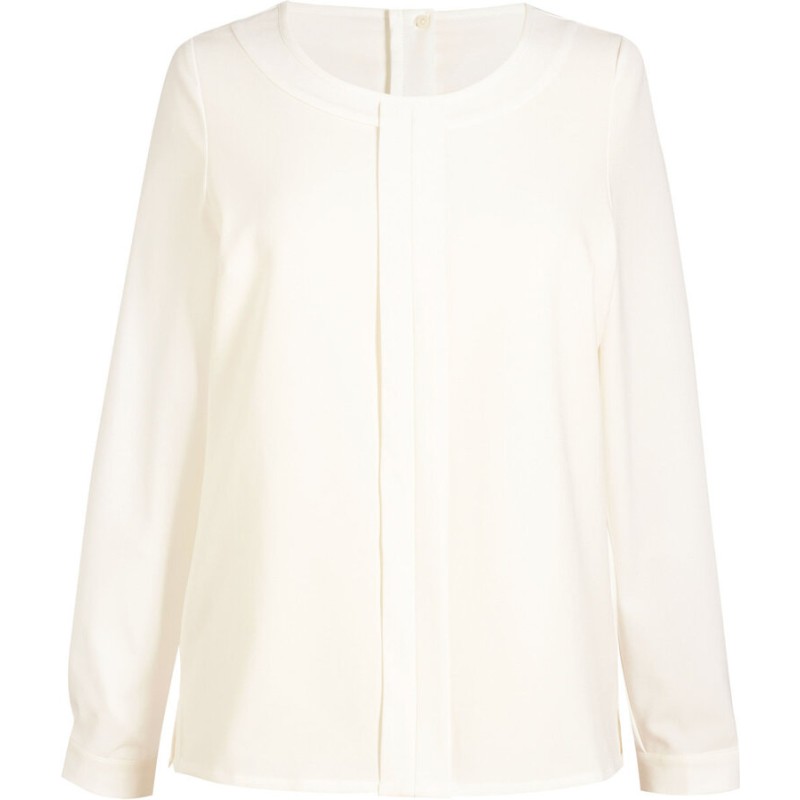 Blouse manches longues en crêpe de Chine avec zip doré dans le dos