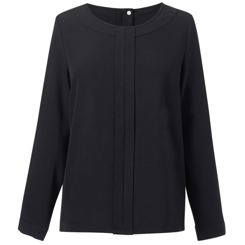 Blouse manches longues en crêpe de Chine pour femme