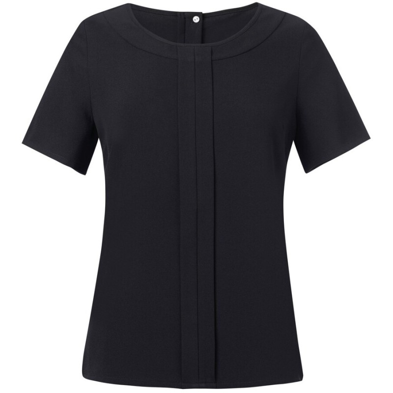 Blouse manches courtes en crêpe de Chine pour femme