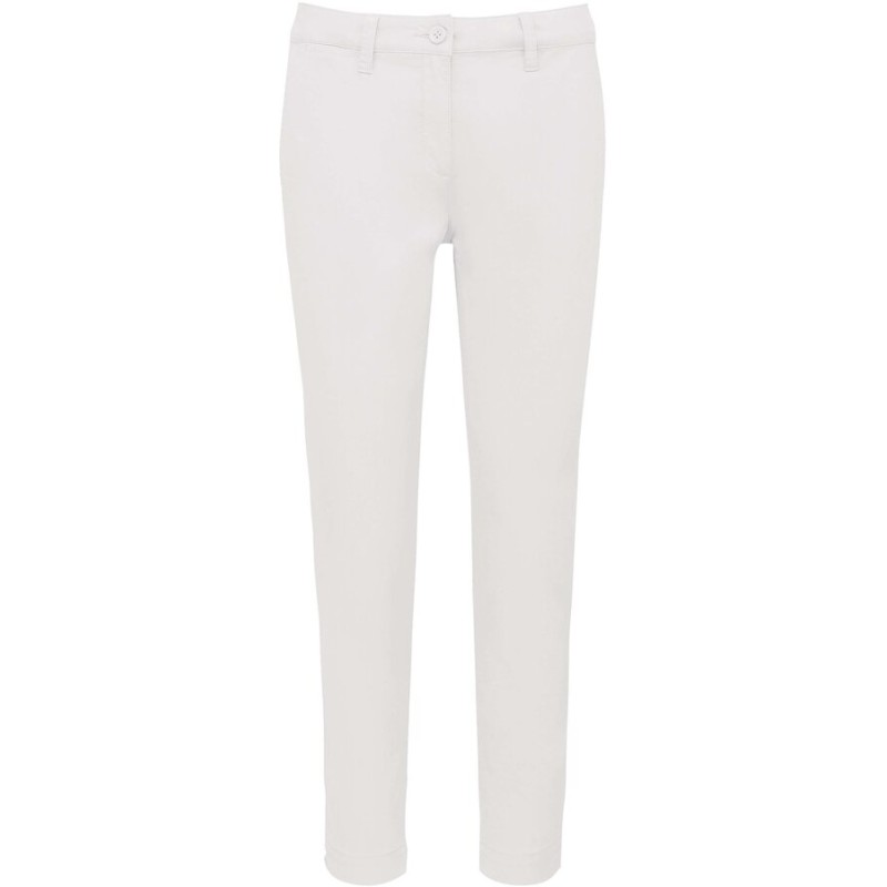 Pantalon chino premium femme 7/8ème en coton sergé, 245 g/m²