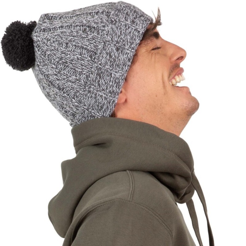 Bonnet à pompon côtelé avec revers douce et isolante