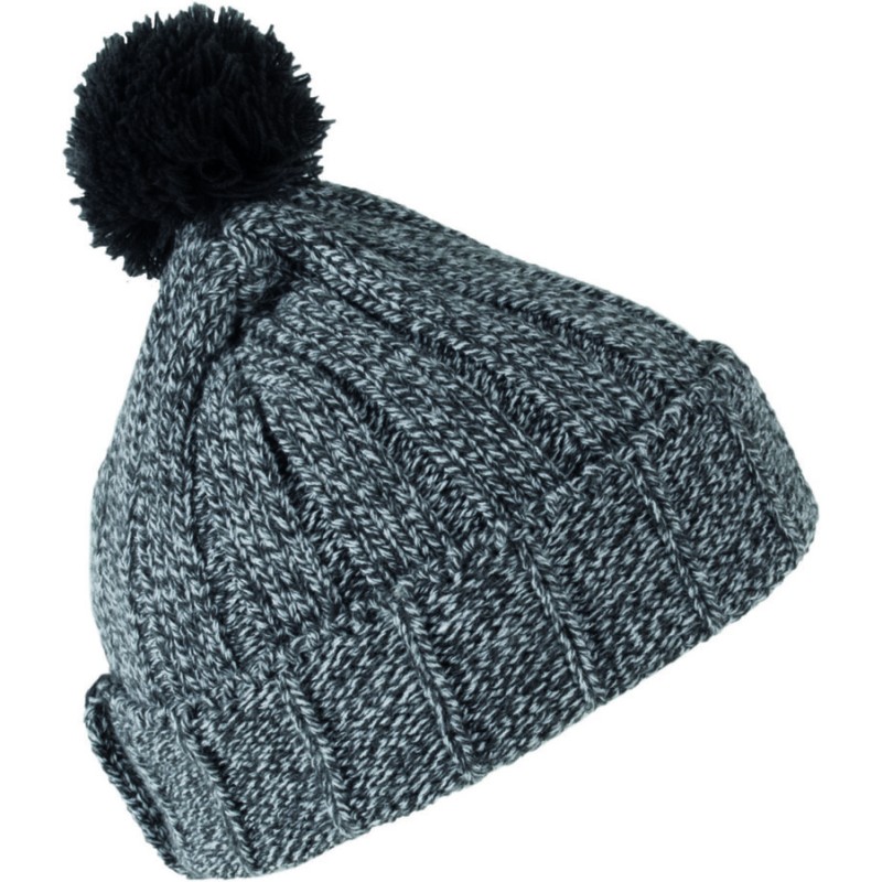 Bonnet à pompon côtelé avec revers douce et isolante