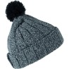 Bonnet à pompon côtelé avec revers douce et isolante