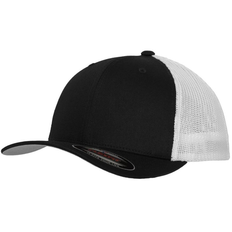 Casquette trucker américaine 6 panneaux bicolore avec filet, dos fermé