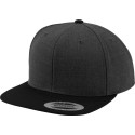 Casquette 6 panneaux snapback bicolore en laine mélangée, 380 g/m²