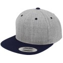 Casquette 6 panneaux snapback bicolore en laine mélangée, 380 g/m²