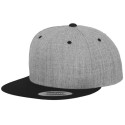 Casquette 6 panneaux snapback bicolore en laine mélangée, 380 g/m²