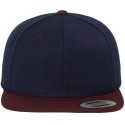 Casquette 6 panneaux snapback bicolore en laine mélangée, 380 g/m²