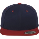 Casquette 6 panneaux snapback bicolore en laine mélangée, 380 g/m²