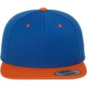 Casquette 6 panneaux snapback bicolore en laine mélangée, 380 g/m²
