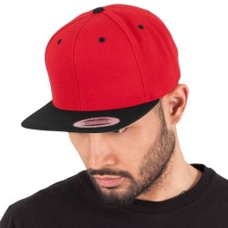 Casquette 6 panneaux snapback bicolore en laine mélangée, 380 g/m²