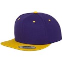 Casquette 6 panneaux snapback bicolore en laine mélangée, 380 g/m²