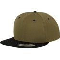 Casquette 6 panneaux snapback bicolore en laine mélangée, 380 g/m²