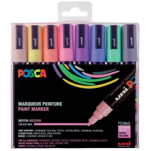 Pochette 8 feutres couleurs pastel POSCA pointe médium 1.8-2.5 mm conique