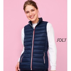 Doudoune light femme sans manches No Label avec zips tricolores