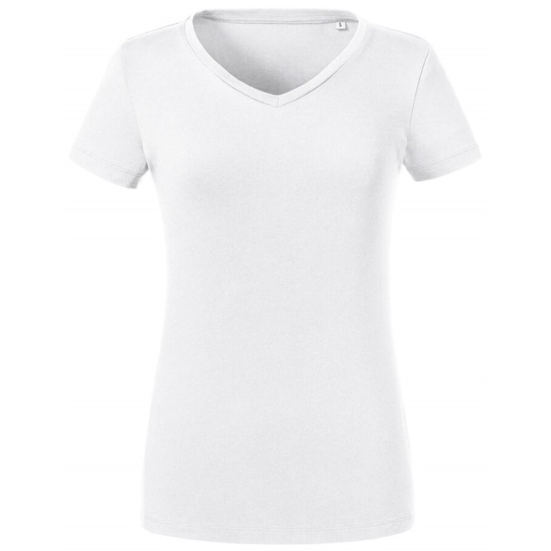 T-shirt col V pour femme en coton biologique doux, 160 g/m²