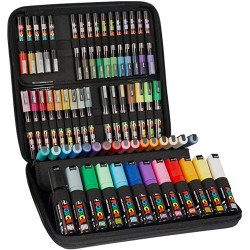 Malette zippée de 60 marqueurs POSCA zippée, kit complet pour les passionnés