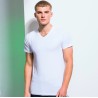 T-shirt stretch homme col V en coton et élasthanne, 165 g/m²