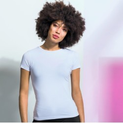 T-shirt stretch femme col rond en coton et élasthanne, 165 g/m²