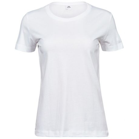 T-shirt manches courtes épais pour femme coupe ajustée, 185 g/m²
