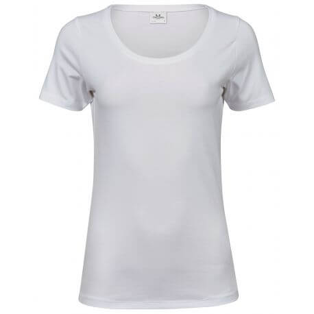 T-shirt femme épais stretch, col rond en lycra, 195 g/m²