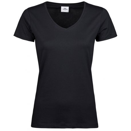 T-shirt femme col V en coton BIO manches courtes, 160 g/m²