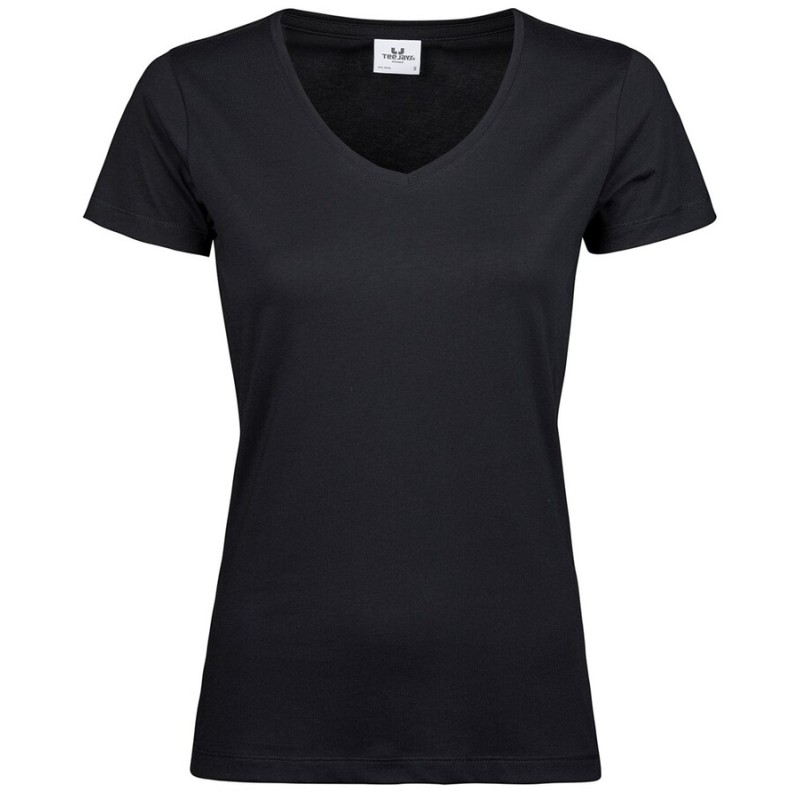 T-shirt femme col V en coton BIO manches courtes, 160 g/m²