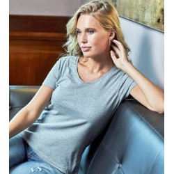 T-shirt femme col V en coton BIO manches courtes, 160 g/m²