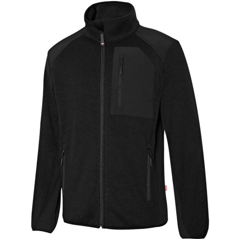 Veste polaire molletonnée, empiècement softshell sur la poitrine