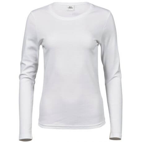 T-shirt manches longues femme épais en coton interlock, 220 g/m²