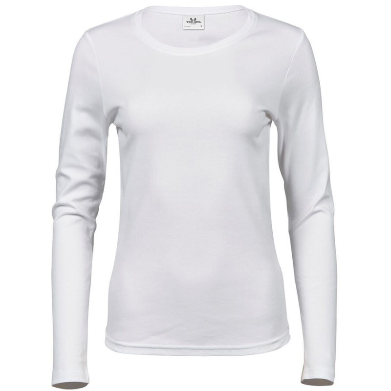 T-shirt manches longues femme épais en coton interlock, 220 g/m²