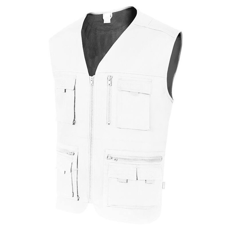 Gilet multipoches zippé intérieur en toile, 180 g/m²