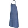 Tablier à bavette long en denim, 2 poches avant, 260 g/m²