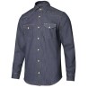 Chemise stretch en denim homme manches longues, col italien, 180 g/m²