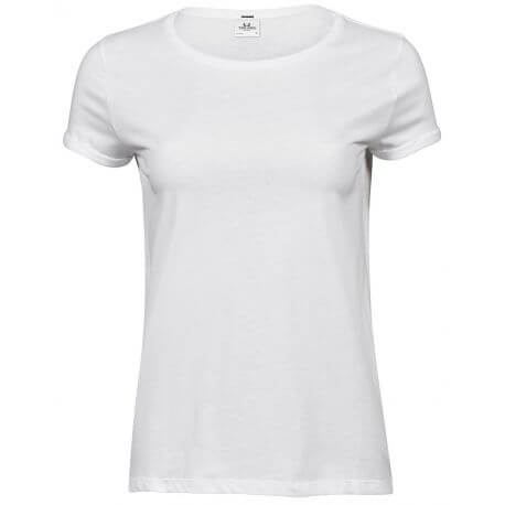 T-shirt femme décontracté manches courtes retroussées, 160 g/m²