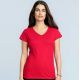T-shirt col V femme manches courtes en coton ringspun softstyle, 150 g/m²