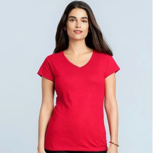 T-shirt col V femme manches courtes en coton ringspun softstyle, 150 g/m²