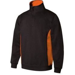 Sweat-shirt bicolore col montant zippé anti-peluche, 260 g/m²