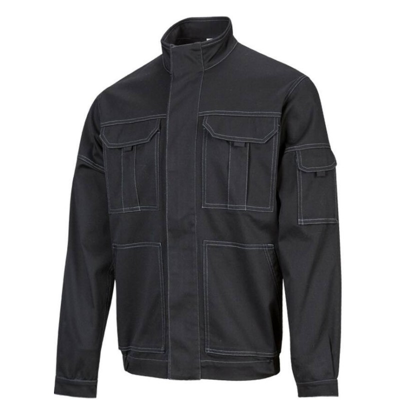 Blouson stretch multipoches zippé avec rabat et bouton-pression, 240 g/m²