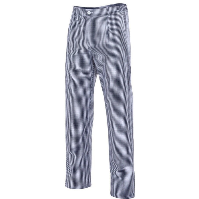 Pantalon de cuisinier à carreaux à pinces, 3 poches, 120 g/m²