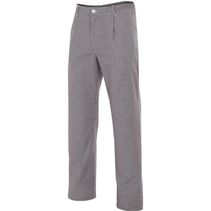 Pantalon de cuisinier à carreaux à pinces, 3 poches, 120 g/m²