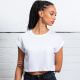 T-shirt femme court en coton bio avec manches retroussées, 130 g/m²