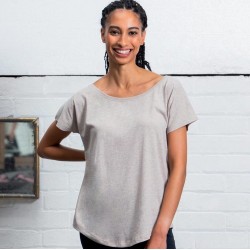 T-shirt femme à manches courtes au col large en coton, 125 g/m²