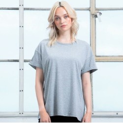 T-shirt femme manches courtes roulées en coton bio, 150 g/m²