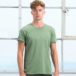 T-shirt homme à manches courtes retroussées en coton bio, 150 g/m²