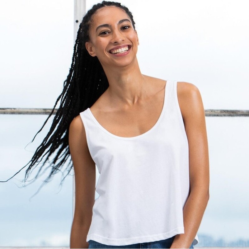 Débardeur femme court crop top en coton bio, 130 g/m²