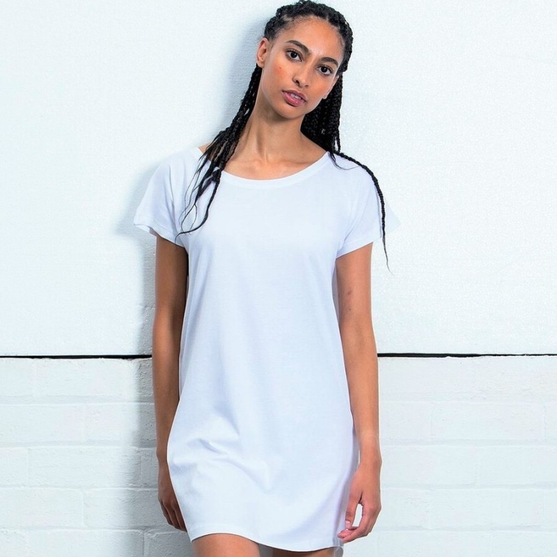 Robe t-shirt femme en coton bio avec large décolleté, 150 g/m²